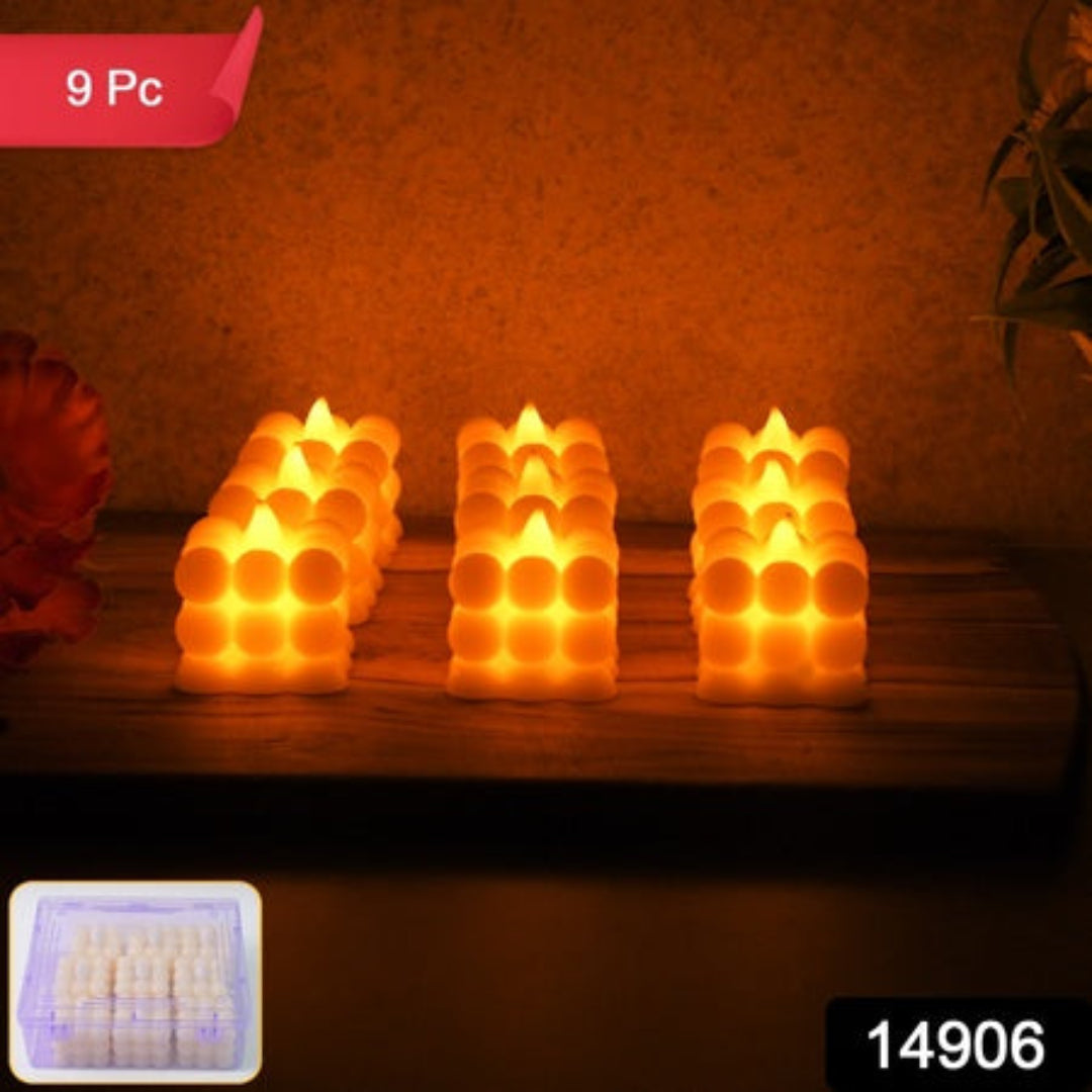 Decorative Led Bubble Candles (9 Pc  Set)