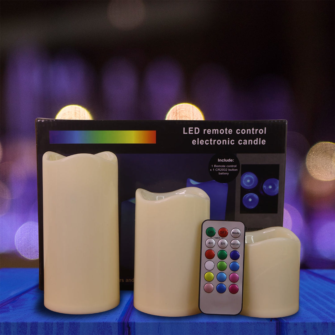 KLICKKART Premium 3 Piece Led Flameless Candle Set With Remote Control