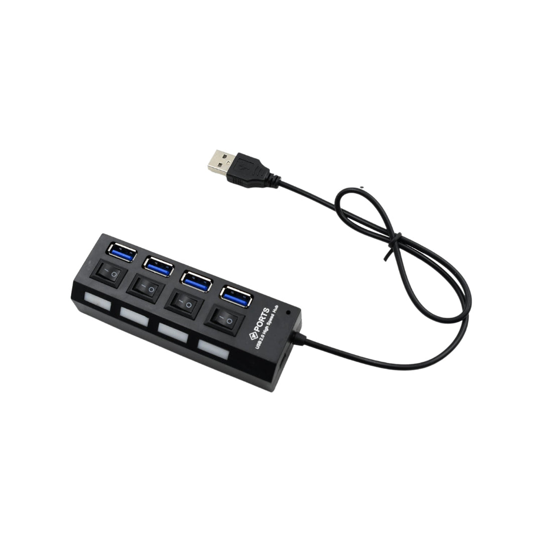 KLICKKART 4 Port Usb Hub Usb 2.0 Hub Splitter High Speed With Onoff Switch Multi Led Adapter Compatible With Tablet Laptop Computer Notebook