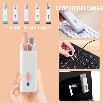 KLICKKART 7 In 1 Electronic Cleaner Kit Cleaning Kit For Monitor Keyboard Airpods Screen Dust Brush Including Soft Sweep Swipe Airpod Cleaner Pen Key Puller And Spray Bottle