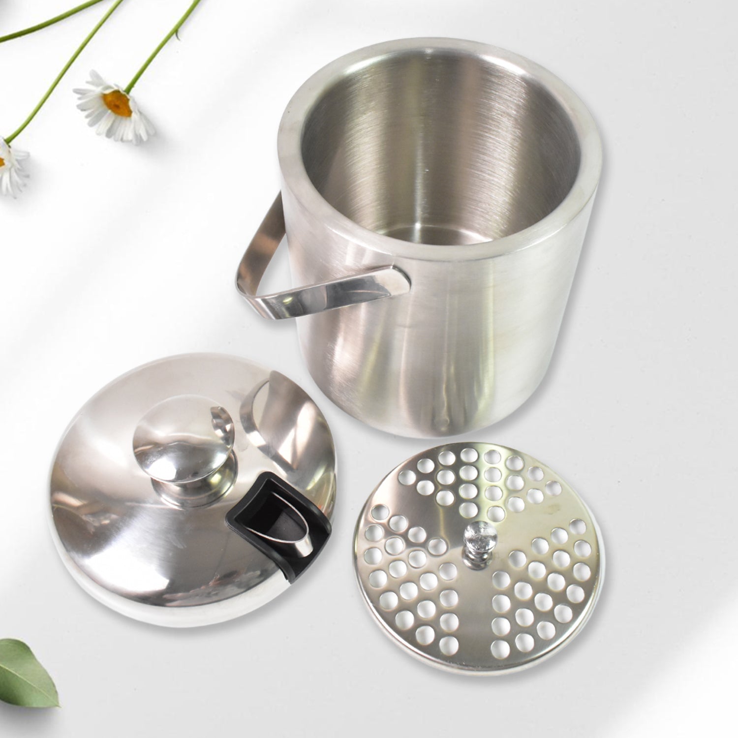 KLICKKART Stainless Steel Ice Buckets With Lid (1.3 Liters Approx)