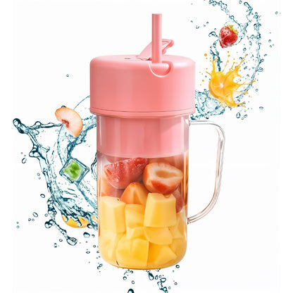 KLICKKART Portable Crusher Juicer With Handle  Straw Usb Rechargeable 6 Blades (420 Ml)