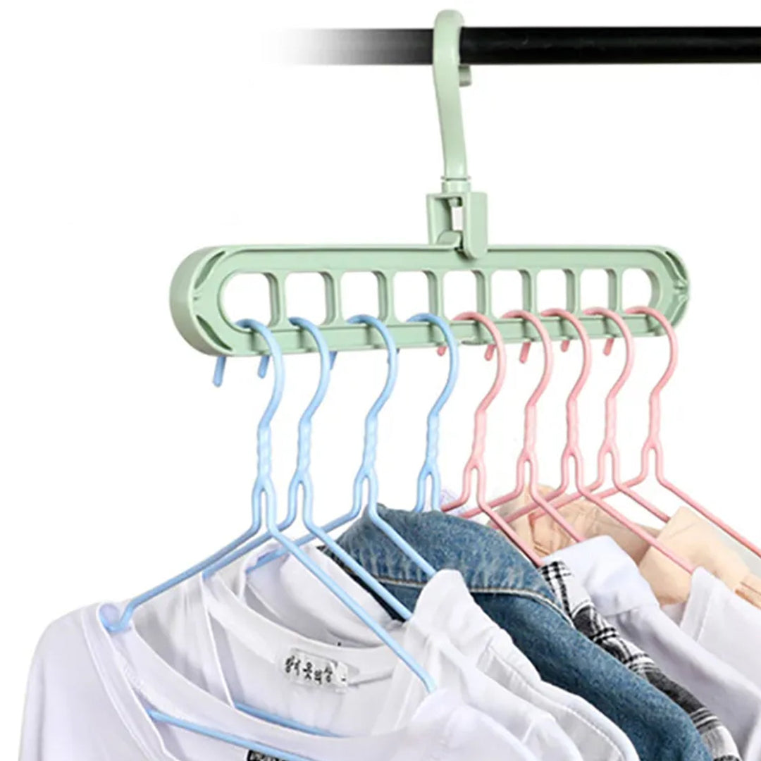 KLICKKART 9 Hole Plastic Hanger Hanging Hook Indoor Wardrobe Clothes Organization Storage Balcony Windowsill Suit Racks