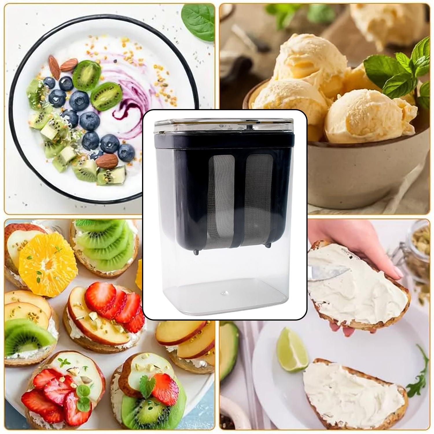 KLICKKART 2 In 1 Multifunctional Yogurt Strainer With Storage Container  1100 Ml (1 Set)