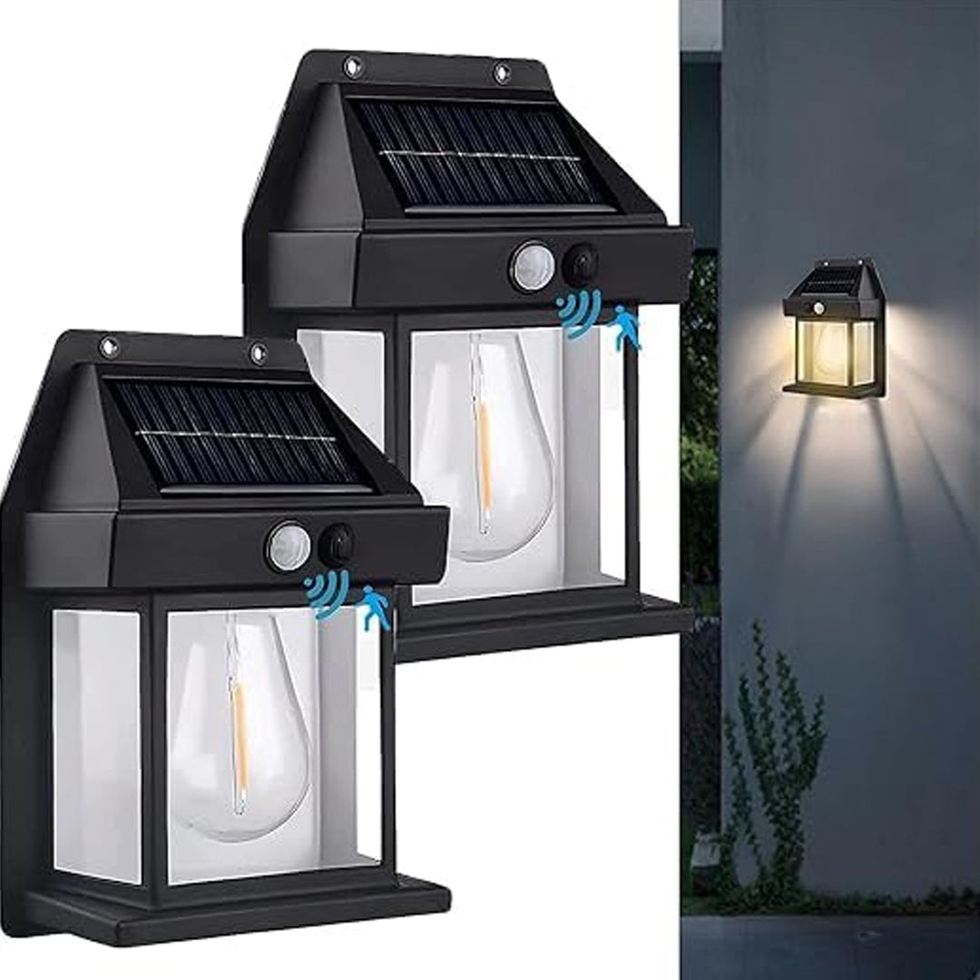 KLICKKART Solar Wall Lights  Lamp Outdoor Wireless Dusk To Dawn Porch Lights Fixture Solar Wall Lantern With 3 Modes  Motion Sensor Waterproof Exterior Lighting With Clear Panel (1 Pc )