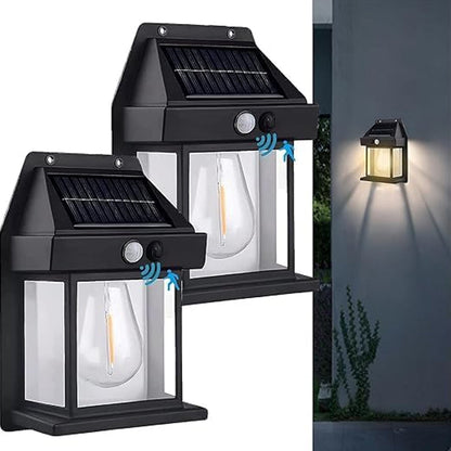 KLICKKART Solar Wall Lights  Lamp Outdoor Wireless Dusk To Dawn Porch Lights Fixture Solar Wall Lantern With 3 Modes  Motion Sensor Waterproof Exterior Lighting With Clear Panel (1 Pc )