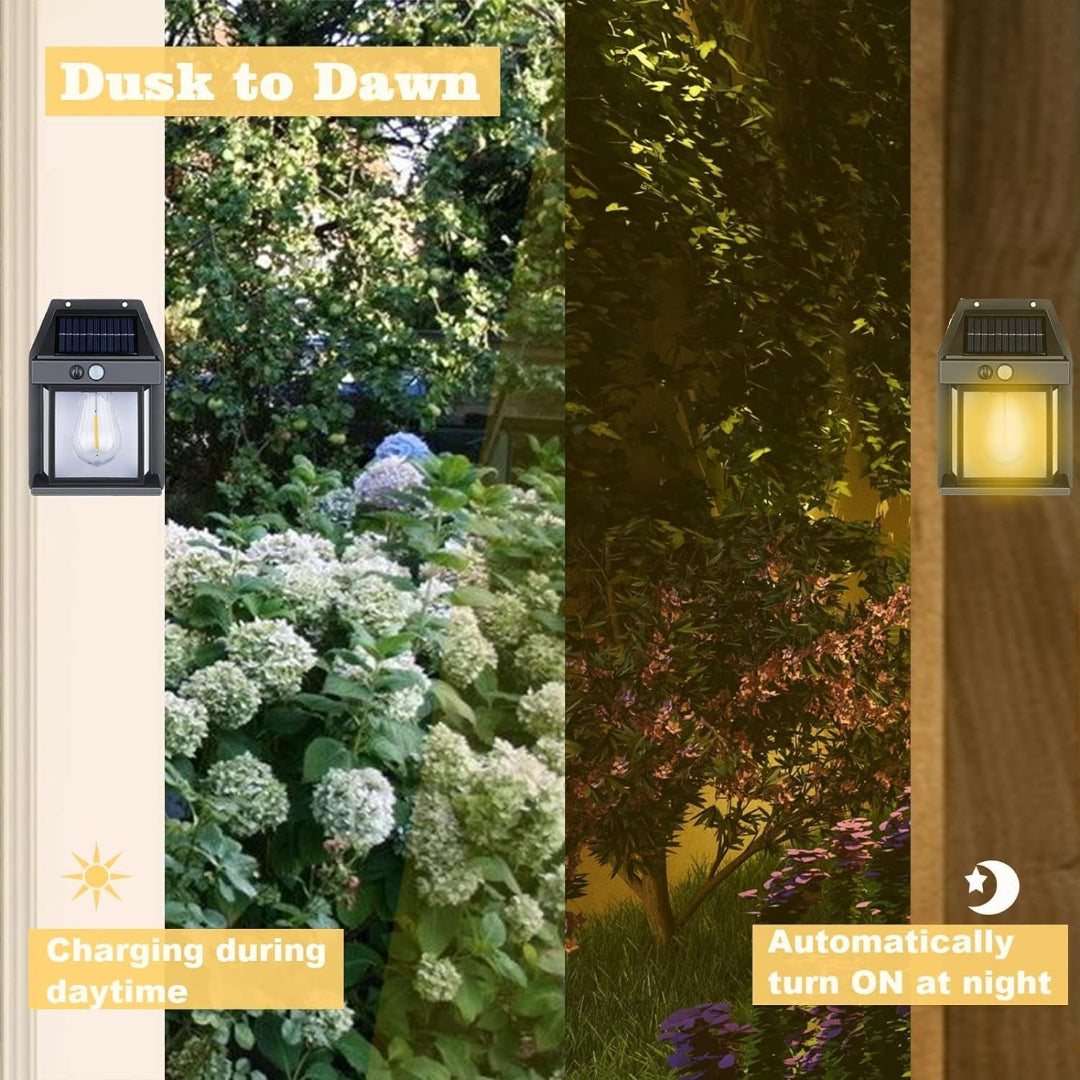 KLICKKART Solar Wall Lights  Lamp Outdoor Wireless Dusk To Dawn Porch Lights Fixture Solar Wall Lantern With 3 Modes  Motion Sensor Waterproof Exterior Lighting With Clear Panel (1 Pc )