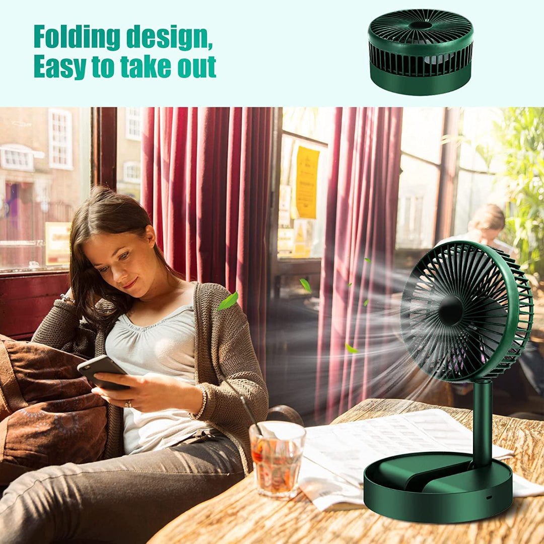 KLICKKART Telescopic Electric Desktop Fan Height Adjustable Foldable  Portable For Travelcarry  Silent Table Top Personal Fan For Bedside Office Table (Battery Not Include)