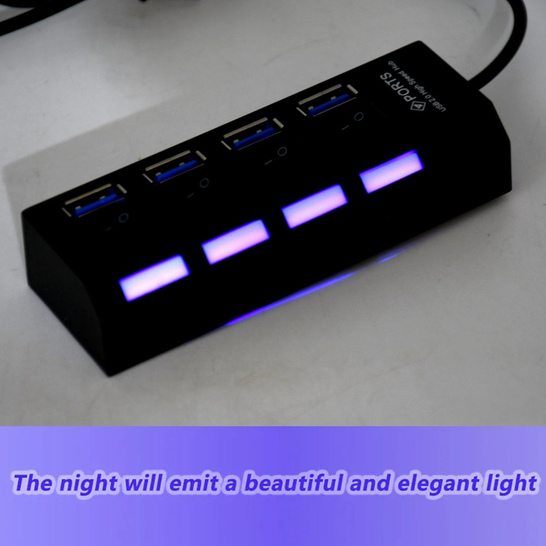 KLICKKART 4 Port Usb Hub Usb 2.0 Hub Splitter High Speed With Onoff Switch Multi Led Adapter Compatible With Tablet Laptop Computer Notebook