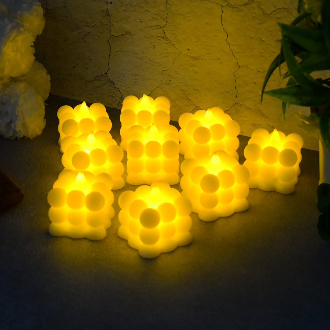 KLICKKART Decorative Led Bubble Candles (9 Pc  Set)