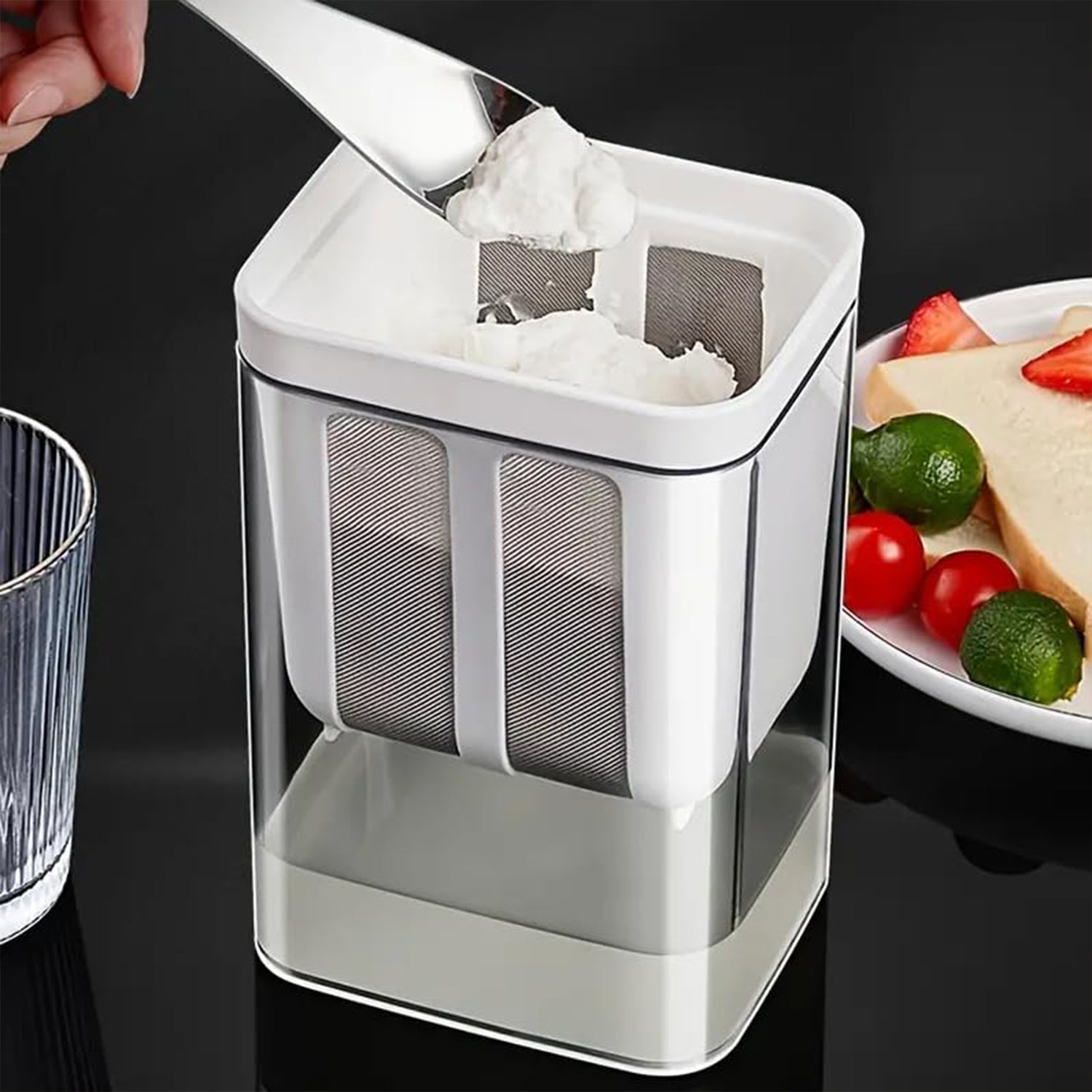 KLICKKART 2 In 1 Multifunctional Yogurt Strainer With Storage Container  1100 Ml (1 Set)
