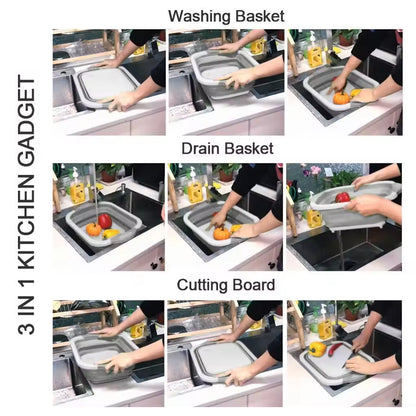 KLICKKART Collapsible Cutting Board With Dish Tub Basket