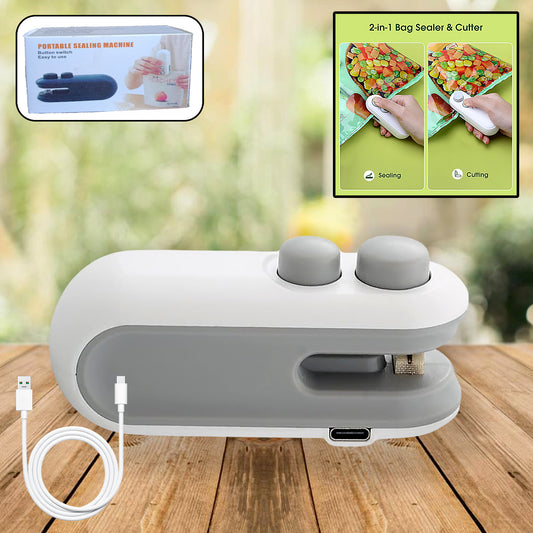 KLICKKART Mini Bag Sealer 2-in-1 Heat Sealer &amp; Cutter | USB Type-C Rechargeable Portable Food Bag Resealer for Snacks &amp; Plastic Bags