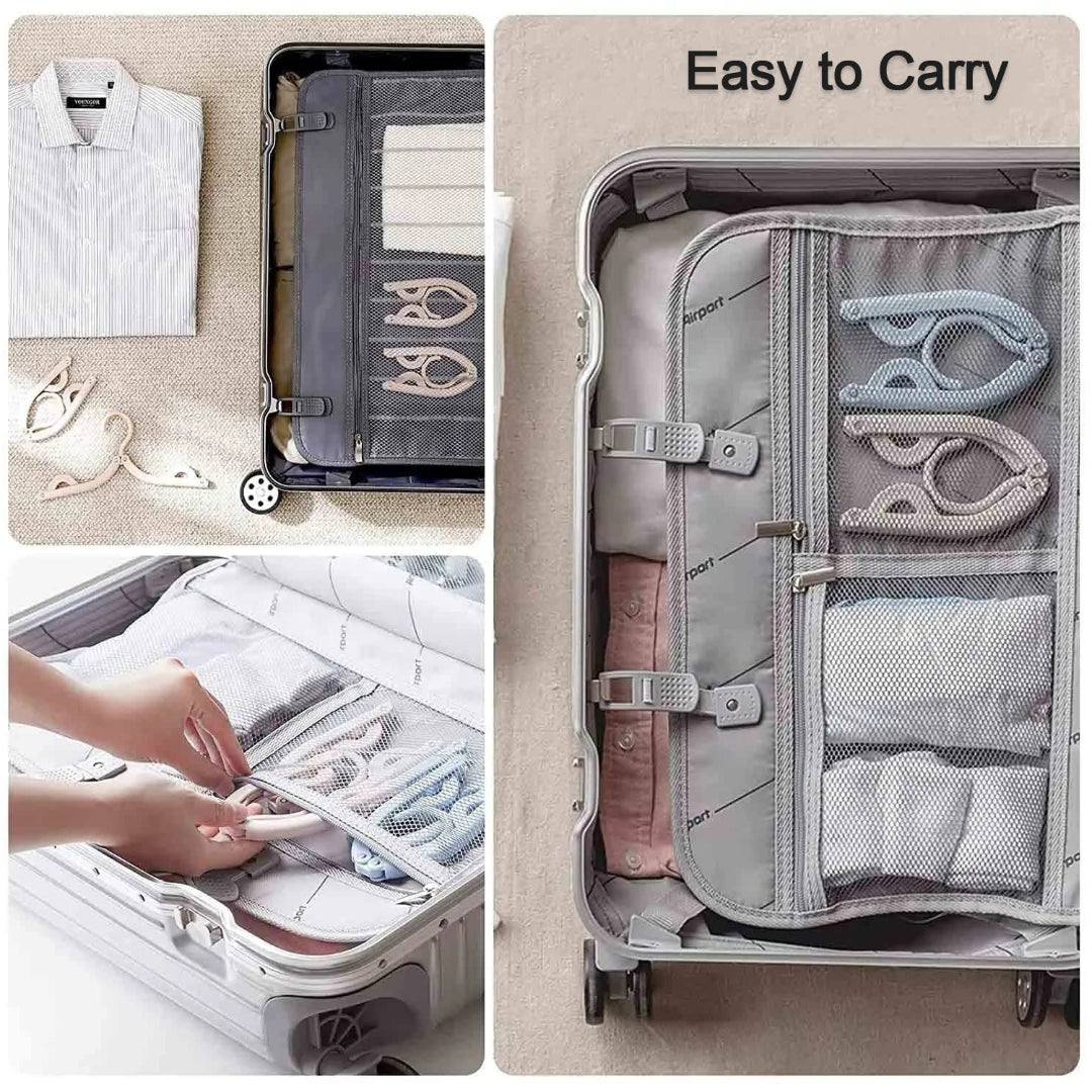 Travel Hangers With Clips Portable Folding Clothes Hangers For Scarves Suits Trousers Pants Shirts Socks Underwear Travel Home Foldable Clothes Drying Rack (PACK OF 12)