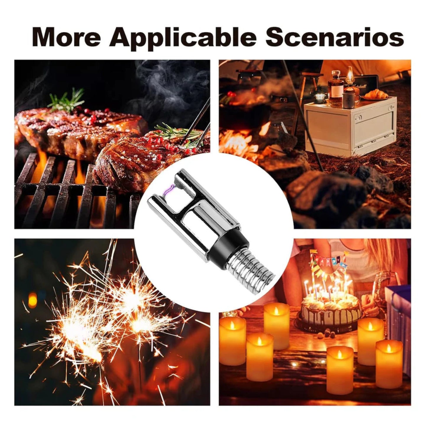 KLICKKART Metal Rechargeable Electric Arc Lighter with Flexible 360° Neck – Windproof USB Type-C Flameless Candle, BBQ, Kitchen & Camping Lighter with Safety Lock (1 Pc)
