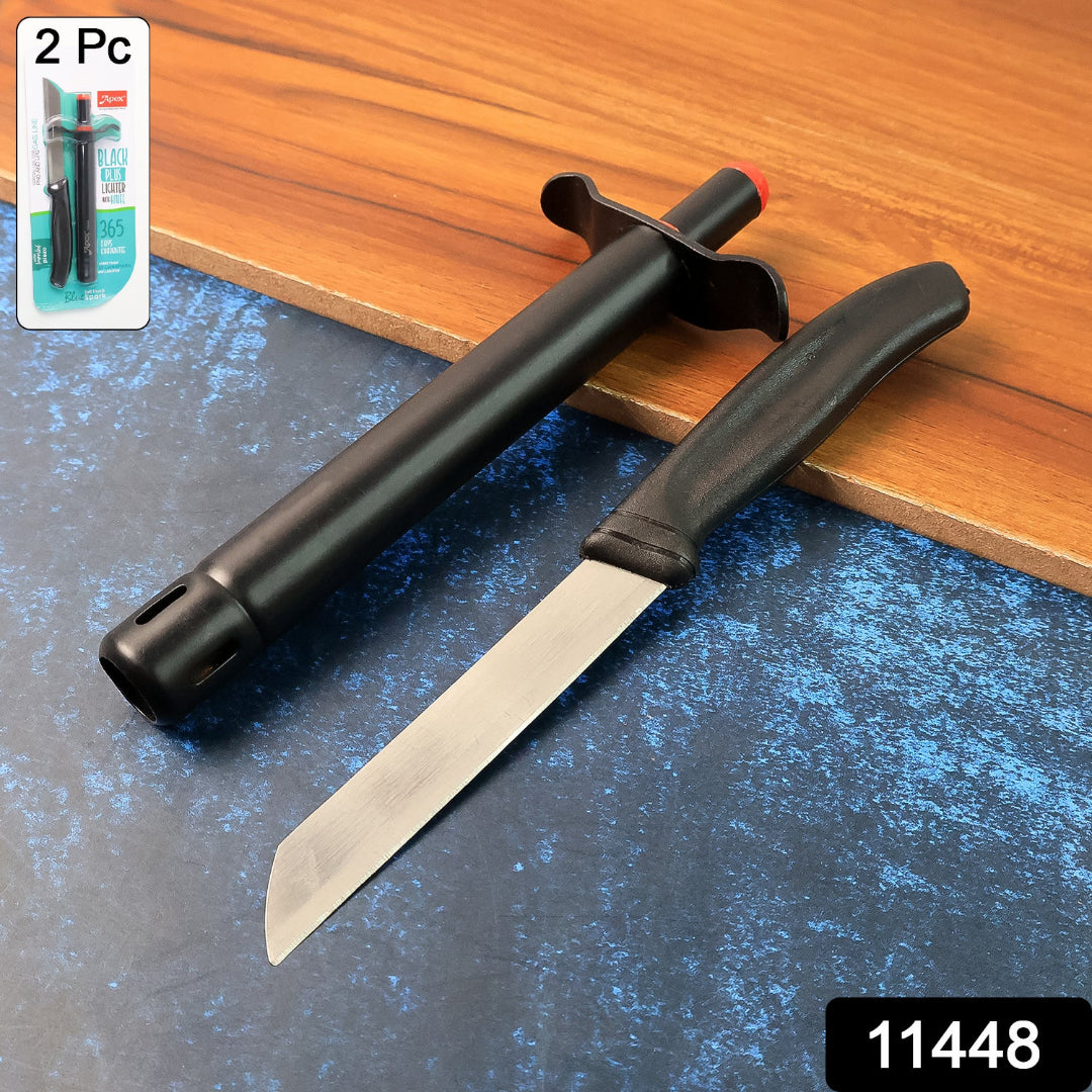 KLICKKART Premium Kitchen Knife With Gas Lighter Combo Set  2
