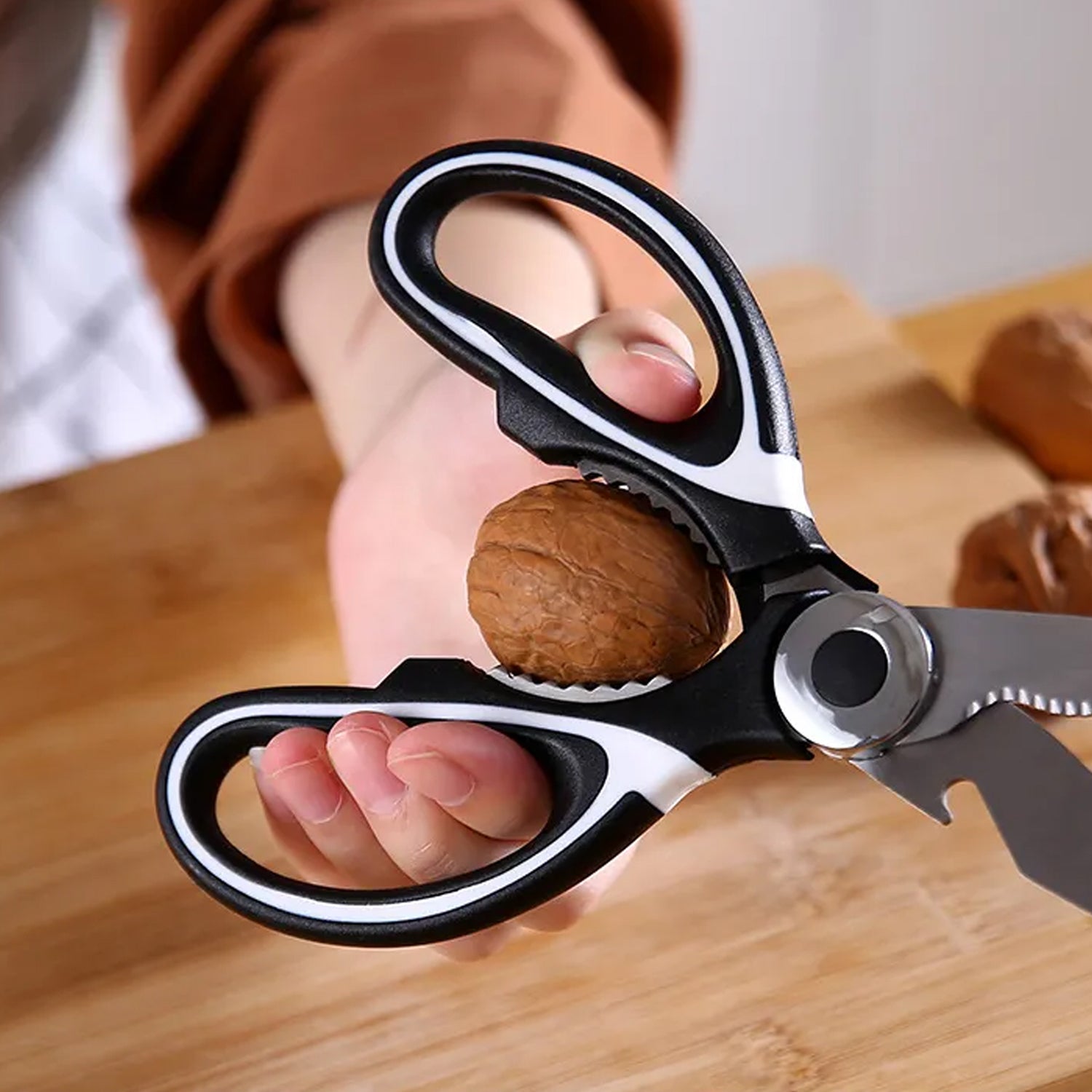 3 in 1 Multi-function Kitchen Stainless Steel Knife Scissor  for Household Vegetables Fruit Cheese Sea Food Meat Slices With Bottle Opener (1 Pc )