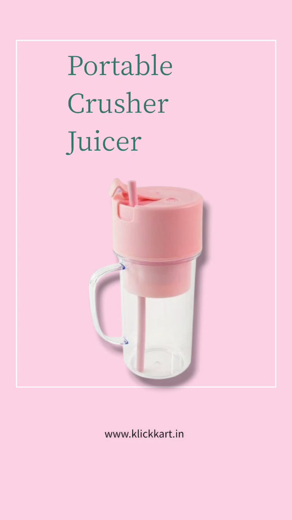 KLICKKART Portable Crusher Juicer With Handle  Straw Usb Rechargeable 6 Blades (420 Ml)