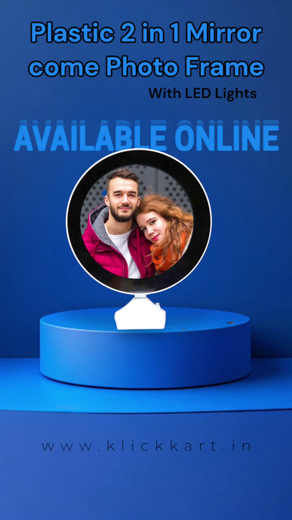 Plastic 2 In 1 Mirror Come Photo Frame With Led Light