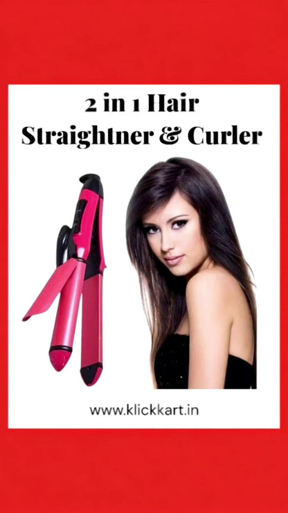 2 In 1 Hair Straightener And Curler Machine For Women  Curl  Straight Hair Iron