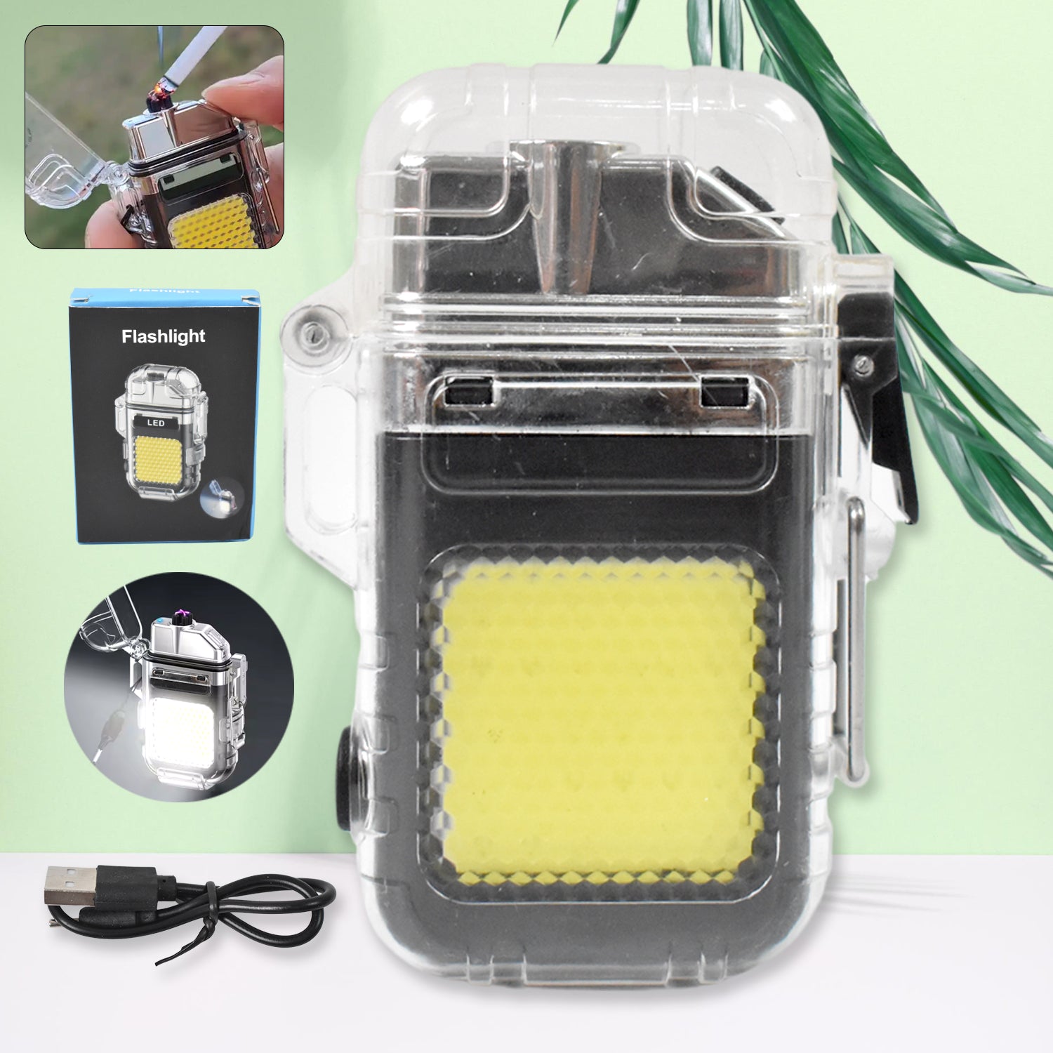 KLICKKART Usb Rechargeable Electric Lighter 3 Modes Cob Flashlight (1 Pc)