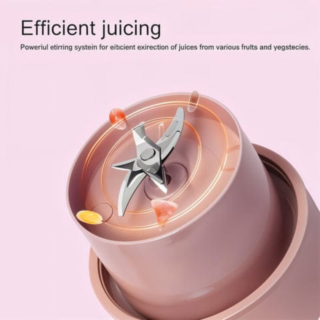 KLICKKART Portable Crusher Juicer With Handle  Straw Usb Rechargeable 6 Blades (420 Ml)