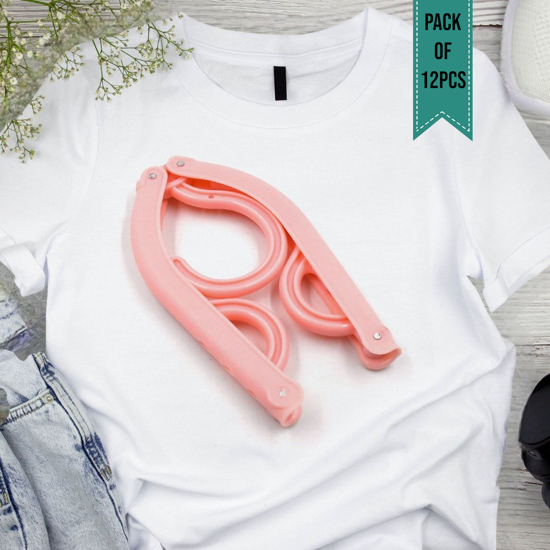 Travel Hangers With Clips Portable Folding Clothes Hangers For Scarves Suits Trousers Pants Shirts Socks Underwear Travel Home Foldable Clothes Drying Rack (PACK OF 12)