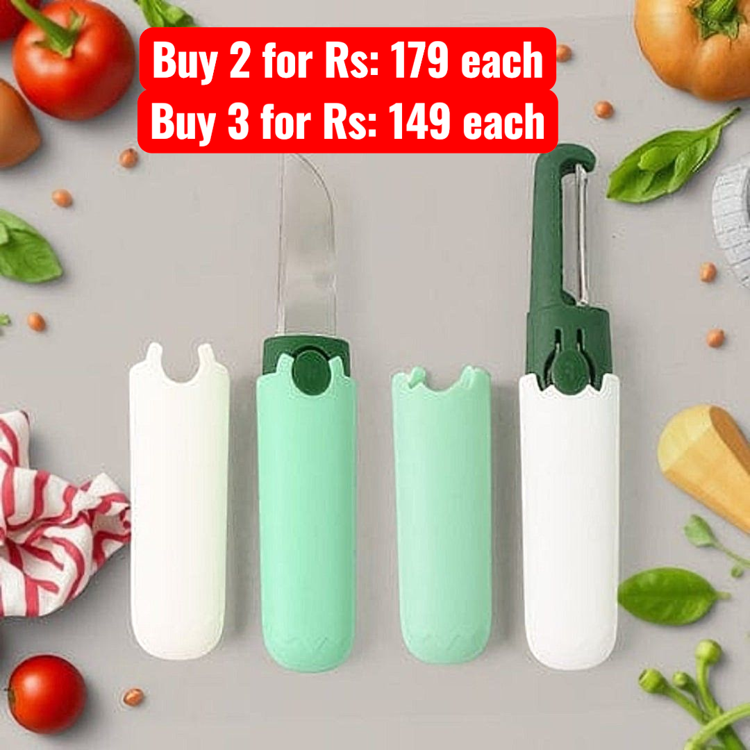 Multifunctional Peeler Two In One Fruit Knife Fruit And Vegetable Cutting Knife+sawtooth Peeler Apple Carrot Potato Fruit Slice Antiskid