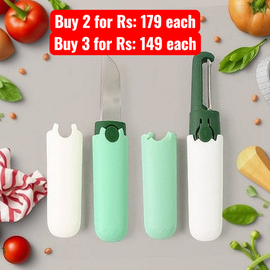 Multifunctional Peeler Two In One Fruit Knife Fruit And Vegetable Cutting Knife+sawtooth Peeler Apple Carrot Potato Fruit Slice Antiskid