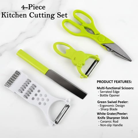 4-piece Kitchen Cutting Set Scissors Peeler Grater  Slicer And Knife