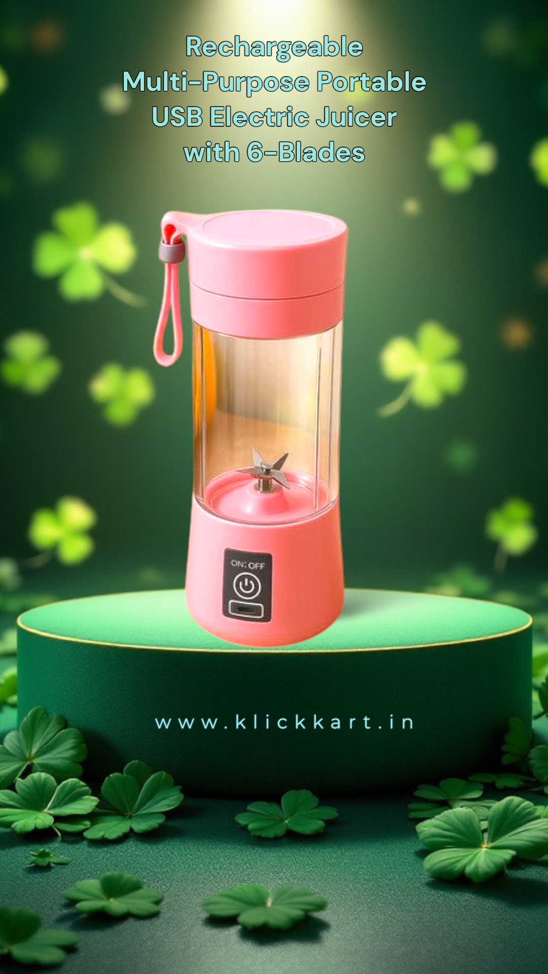 Portable Usb Electric Juicer - 6 Blades (Protein Shaker)