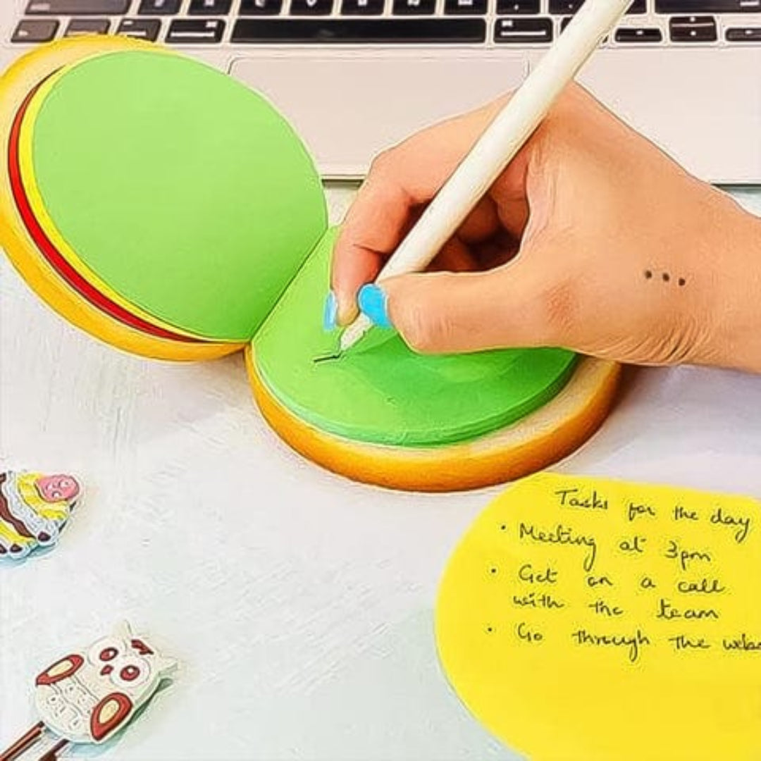 KLICKKART Burger Shaped Notepad  Sticky Notes  Memo Pads Unique Mini Notes (Multicolor)