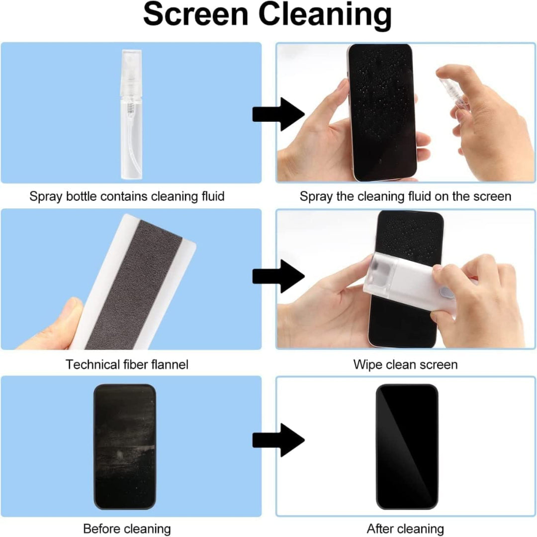 KLICKKART 7 In 1 Electronic Cleaner Kit Cleaning Kit For Monitor Keyboard Airpods Screen Dust Brush Including Soft Sweep Swipe Airpod Cleaner Pen Key Puller And Spray Bottle