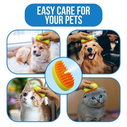 KLICKKART 3 In 1 Cat Steamy Brush Self Cleaning Steam Cat Brush Cat Steamer Brush For Massage Cat Grooming Brush Pet Hair Removal Comb For Cat And Dog For Removing Tangled And Loose Hair