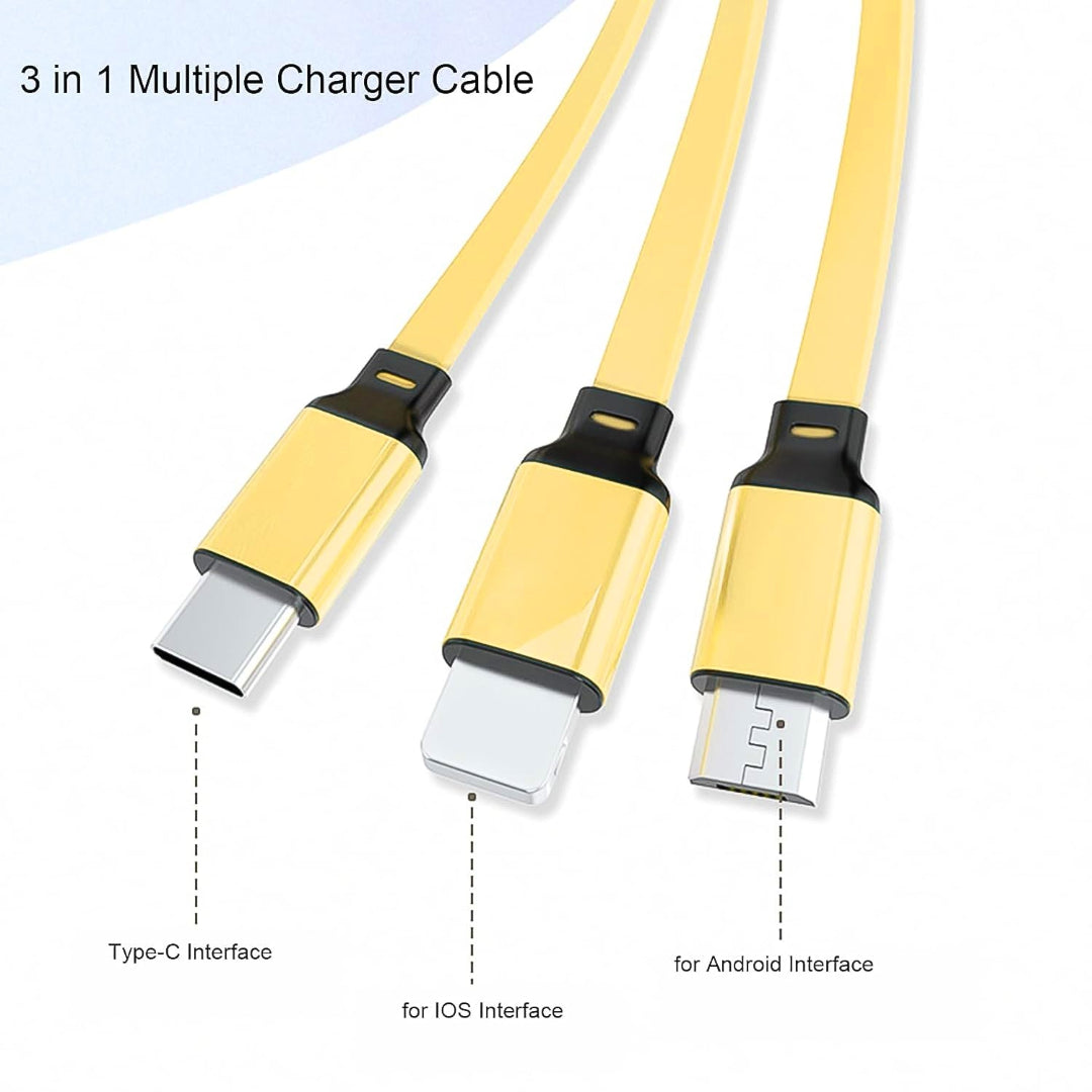 KLICKKART 3 In 1 Retractable Charger Charging Cable (1 Pc  Mix Color)